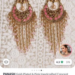 PANASH Women's Brass Drop Earrings(Pink)Chandbalis