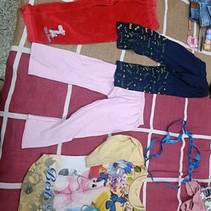 Combo Of 3 Leggings & Full Sleeve Top For 4-5 Year