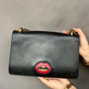 Auth Gucci GG Marmont Heart  Leather Shoulder Bag