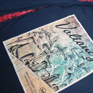 Men Printed Navy Blue T Shirt With Full Sleeve