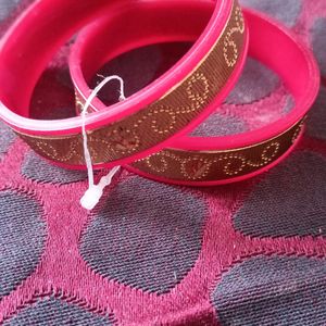 Red And Gold Plated Kangan For Daily Use