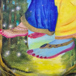 Radha Krishna Paaw Painting