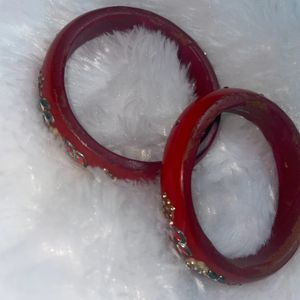 Antique Red Lehthi Rajasthani Bangles