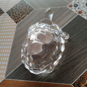 Glass Crystal Turtle Tortoise with Plate