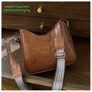 Leather-Look Broad Belt Sling Bag