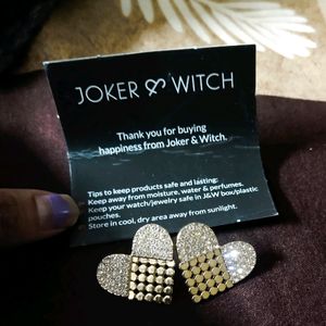 JOKER AND WITCH gold Heart Shaped Stone Earrings