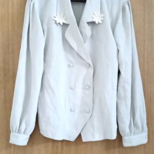 Off White Art Silk Blazer