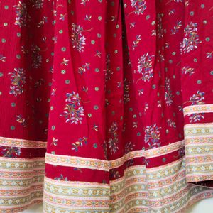 Brick Red Flowy Chiffon New Lehnga Choli Never Wor