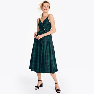 Nautica Plaid Belted Flared Midi Dress