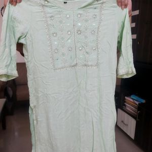 Green Color Embroidery Kurti