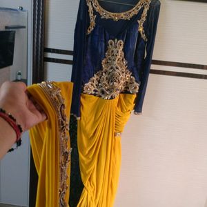 Heavy Embroidery Design Ready To Wear Saree