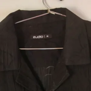 Zudio Black Partial Transparent Shirt