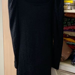 H&M Shimmer Knee Length Black Dress