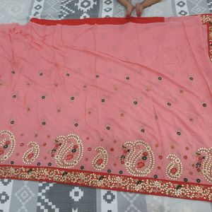 Peach Pink Saree