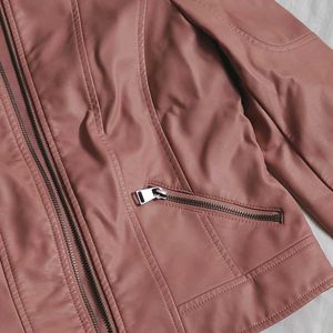 Vero Moda Women Pink Faux Leather Jacket