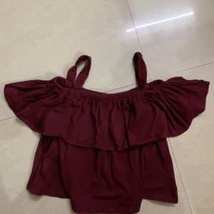 CHEMISTRY MAROON OFF-shoulder Top