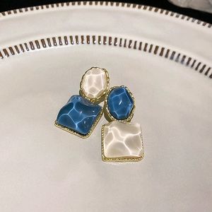 Sparkling Geometric Resin Square Drop Earrings