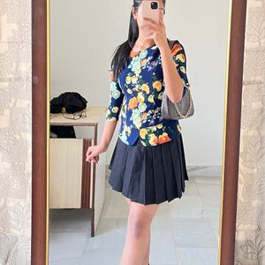 Navy Blue Floral Top