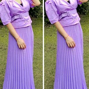 PURPLE SKIRT&TOP WITH BELT