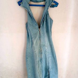 Denim Halter Neck Dress