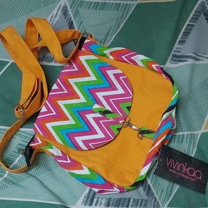 Unused Yellow and multicolor canvas boho sling bag