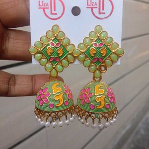 Green Colour Earrings For Women And Girls