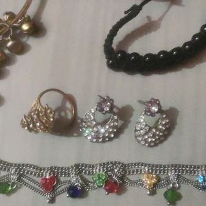 Hairclip, Anklets, 4 Bracelets , Earnigs, Ring.