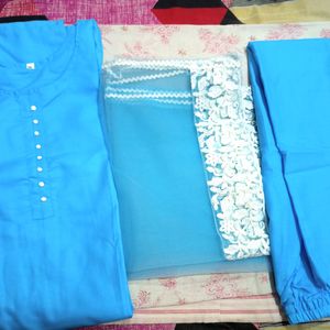 Designer Pure Cotton Kurta Pant Dupatta Set