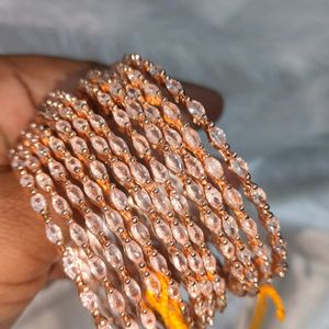 Set Of 12 Rosegold American Diamond CZ Fine Bangle