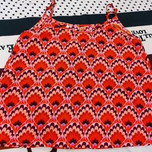 Orange Printed Fashion A-line Top