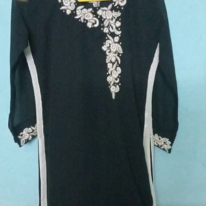 Black Kurti with White Design