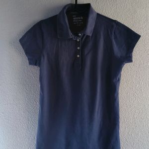 Blue Polo Tshirt. Thick Material Slim Fit