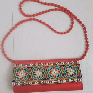 Kachchhi Embroided Bag(Red)