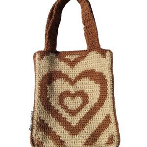 Crochet Stereo Hearts Tote Bag