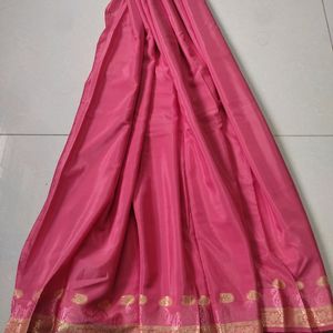 New Rajwadi Satin Silk Saree In Pink With Zari