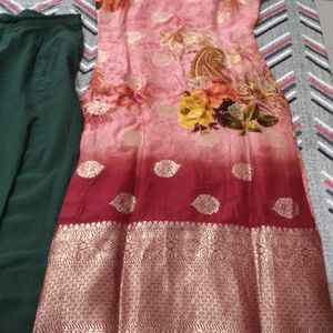 Banarsi Silk Kurta Set With Dupatta