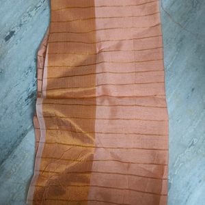 Peach Colour Saree (Unstitched Blouse)