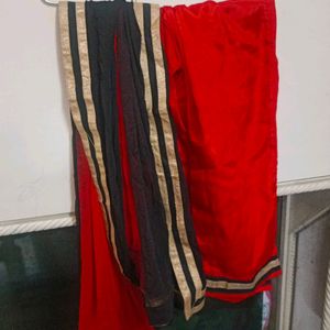 Red And Black Kurta Pant Set.. With Dupatta..