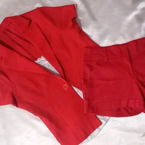 Hot RED blazer Coord Set