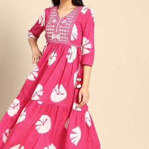 Anarkali Rose Kurta With Pant Set For Women