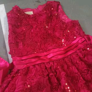 Red Puffy Adult To Child Dress