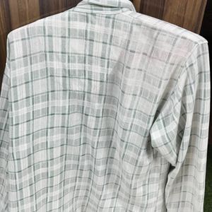 New Oversized White And Green Check Shirt