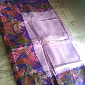 Paper Silk Purple Border Saree 💜