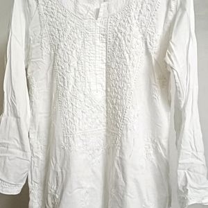 White Chikankari Cotton Kurta