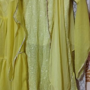 Girls (Kids)Sharara Suit (Yellow Colour)