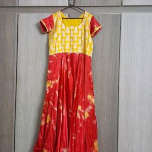 Shibori Dress With Banaras Yoke 38 Bust Length 5