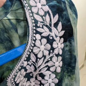 NEW  L Size Tie-dye Lucknowi  Rayon Kurti