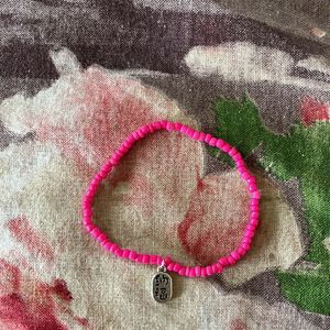 New Seed Beads Neon Pink Charm Bracelet