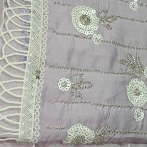 Lavender Chanderi Cotton Dress Material,Suit