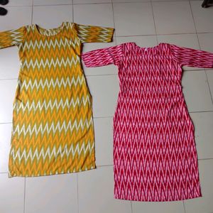 Two Shirt Yellow And Pink Colour Printed Shirt